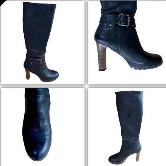 Black Heeled Boots with Buckle Detail - Picture 8 of 16